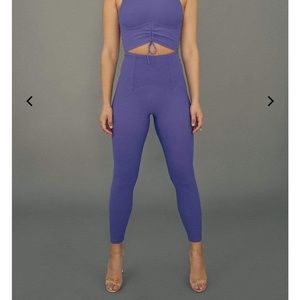 CXIX corset ribbed high waist rib scrunch butt leggings. size M - VIOLET DUSK